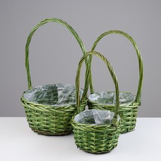 Набор корзин, 3 шт, 28x14/45 см, 24x13/41 см, 19x11/37 см, ива No Brand