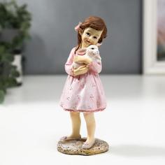 Сувенир полистоун детство "Малышка Алиса с белым кроликом" 14х5,7х4,7 см No Brand