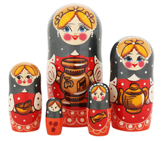 Матрешка С самоваром 16239, 5 мест, 18 см NO Name