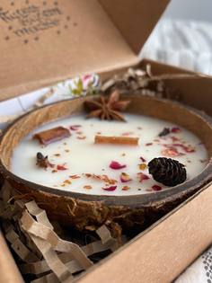 Свеча ароматическая "Коричные конфетки", 6 см х 12 см, 1 шт, soy_30 No Brand