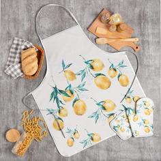 Кухонный набор Доляна Lemon, прихватка 17x17 , рукавица 26x16 , фартук 70x80