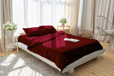 Комплект постельного белья ZonaSona однотонный Бордовый, 1,5 спальный, ПОПЛИН, нав. 70х70
