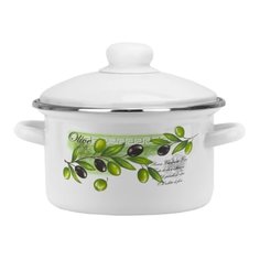 Кастрюля эмал. 01-Б1614/4 МАГНИТОГОРСКАЯ ЭМАЛЬ "Оливия-А" 4л сталь с крыш. бел.