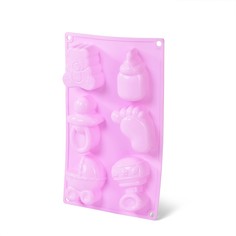Форма для выпечки на 6 кексов Fissman С новорожденным! 29,5x17,5x4 см, силикон (6543_)