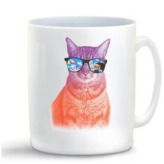 Кружка CoolPodarok Кот в очках рыбки