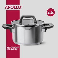 Кастрюля APOLLO "Gusto" из нержавеющей стали со стеклянной крышкой 2,5 литра