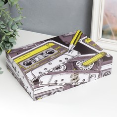 Шкатулка дерево "Аудиокассеты" кожзам 5,5х24х17 см Bazar