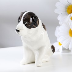 Статуэтка фарфоровая "Алабай чёрно-белый", 10 см, авторская роспись