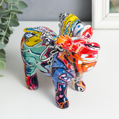 Сувенир полистоун "Свинка с крыльями" граффити МИКС 8,5х18х13 см No Brand