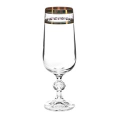 Рюмки для шампанского Crystal Bohemia Claudia декор Панто, золото 180 мл 6 шт