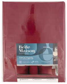 Пододеяльник Belle Maison Palermo двуспальный страйп-сатин 180x215 см бордовый No Brand
