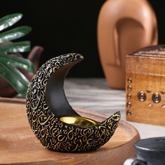 Подставка для благовоний порошковых и конусов Полумесяц, черный, 10х10,5 см Богатство Аромата