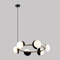 Подвесной светильник Eurosvet Moity 70150/6 черный с белыми стеклянными плафонами G9