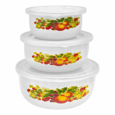 Миски OKitchen с крышками 3 шт в ассортименте