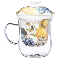 Набор из 2 предметов Кружка Lefard Фрукты 350мл сито стекло фарфор 104-799_