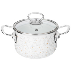 Кастрюля эмалированная Agness Вивьен с крышкой 1.5 л, 16х10 см