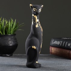 Фигура "Кошка Багира" наклоненная роспись 5х4х20см черная Хорошие сувениры