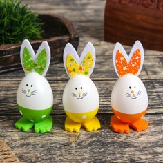 Сувенир пасхальный "Кролики в горошек" набор 3 шт 10х4х4 см No Brand