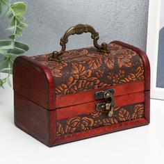 Шкатулка сундучок Цветочный узор No Brand