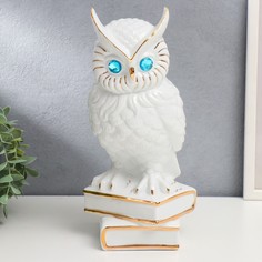 Сувенир керамика "Белый филин на книгах" с золотом 29х14,5х14 см No Brand