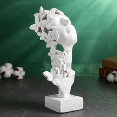 Фигура Голова девушки в цветах Хорошие сувениры белая 31х14х16см