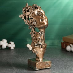Фигура Голова девушки в цветах Хорошие сувениры бронза 30х14х16см