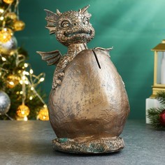 Копилка Дракон Хорошие сувениры бронза с окислением 12х17х22см
