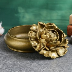 Шкатулка Хорошие сувениры цветок большой бронза с позолотой 13х13х9см
