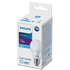 Светодиодная лампа E27 7W 6500К (холодный) A60 Ecohome Philips (Б0054025)