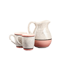 Набор посуды "Персия", керамика, розовый, кувшин 1.5 л, кружка 350 мл, 3 предмета, Иран