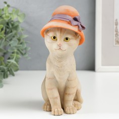 Сувенир полистоун "Кошечка в дамской шляпке" 16,5х7,5х10 см No Brand