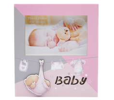 Фоторамка Fotografia 10x15 см, с подсветкой, "Baby", розовая Первое ателье