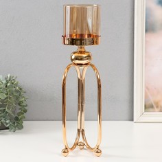 Подсвечник металл Тициния золото d4,5см 11х11х40 см No Brand