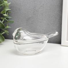 Шкатулка стекло "Птичка" прозрачная 7х12х5,5 см No Brand