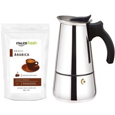 Гейзерная кофеварка Torino на 6 порций + кофе в зернах Italco Arabica Brazil, 90г (245600)