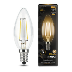Упаковка ламп 10 штук Лампа Gauss Filament Свеча 9W 680lm 2700К Е14 LED
