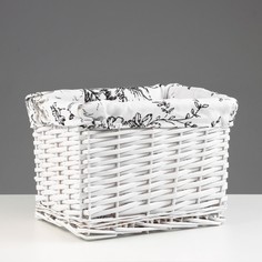 Корзина стеллажная Цветы, 300 х 230 х 210 мм, белая No Brand
