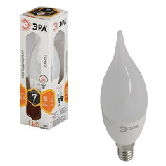 Лампа светодиодная ЭРА, 7 (60) Вт, цоколь E14, "свеча на ветру", теплый белый свет, 30000 ERA