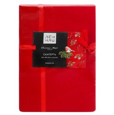 Скатерть Василиса Christmas Magic 145 x 220 см полулен красная No Brand