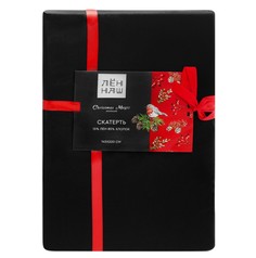 Скатерть Василиса Christmas Magic 145 x 220 см полулен черная No Brand