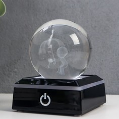 Сувенир стекло подсветка Маленький принц d=6 см подставка LED от 3AAA, провод USB 9х7х7 см No Brand