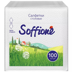 Салфетки бумажные Soffione столовые, 1 слой, 24x24 см, белые, 100 шт.