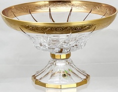 Ваза для фруктов на ножке Трикс Джесси (золотая) Размер: 30 см Crystalite Bohemia