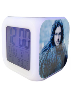 Настольные часы будильник Игра Престолов Джон Сноу Game of Thrones (подсветка, 8х8х8 см) Star Friend