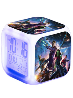 Настольные часы будильник Стражи Галактики Guardians of the Galaxy (подсветка, 8х8х8 см) Star Friend