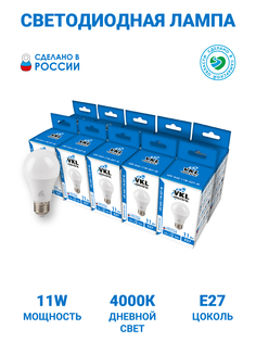 Лампочка светодиодная 11W E27 A60 4000K 220V VKL Electric