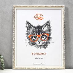 Фоторамка пластик 40х50 см, золото с белым (пластиковый экран) No Brand