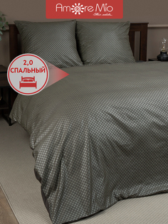 Комплект постельного белья Amore Mio 2-спальный, микрофибра, орнамент, 2 наволочки 70х70