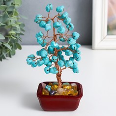 Сувенир бонсай "Денежное дерево с бирюзой" 60 камней 16х7,5х5,5 см No Brand