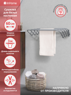 Настенная раскладная сушилка гармошка InHome INCDW60/G